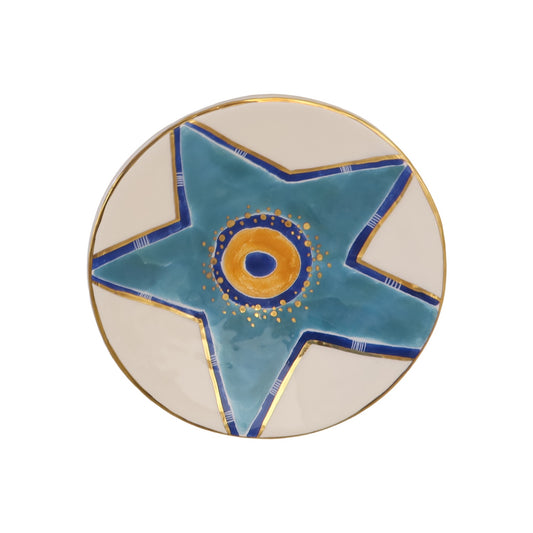 wall hanging plate small star blue