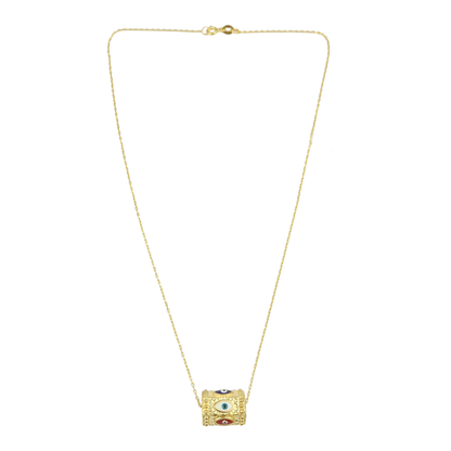 Cylinder Multi Colour Eye Pendant Necklace