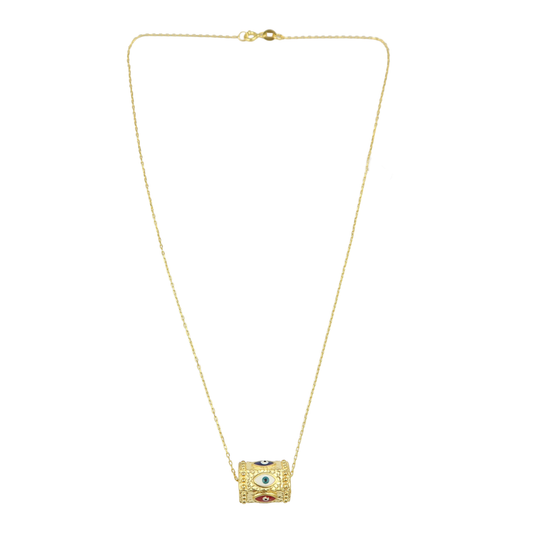 Cylinder Multi Colour Eye Pendant Necklace