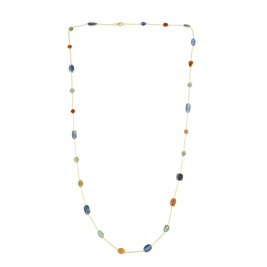 Multi Stone Long Necklace tanzanite /aqua/citrine A