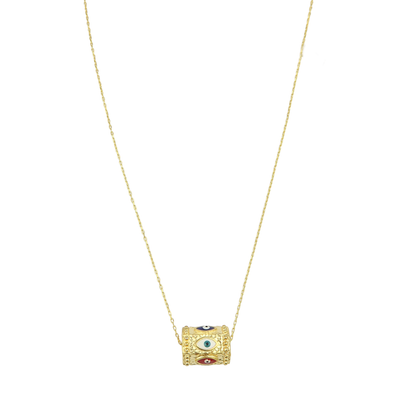 Cylinder Multi Colour Eye Pendant Necklace