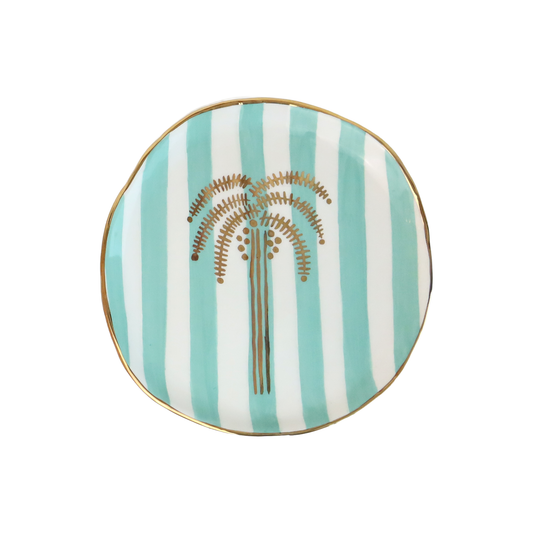 Turquoise Cross Line Palm Tree Plate