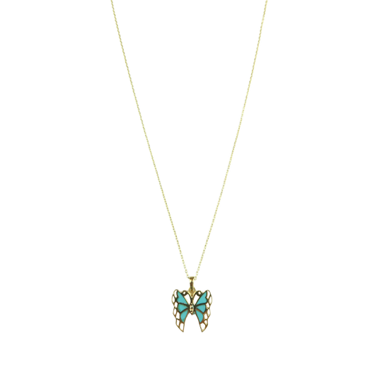 Necklace butterfly Turquoise  enamel NS 2493