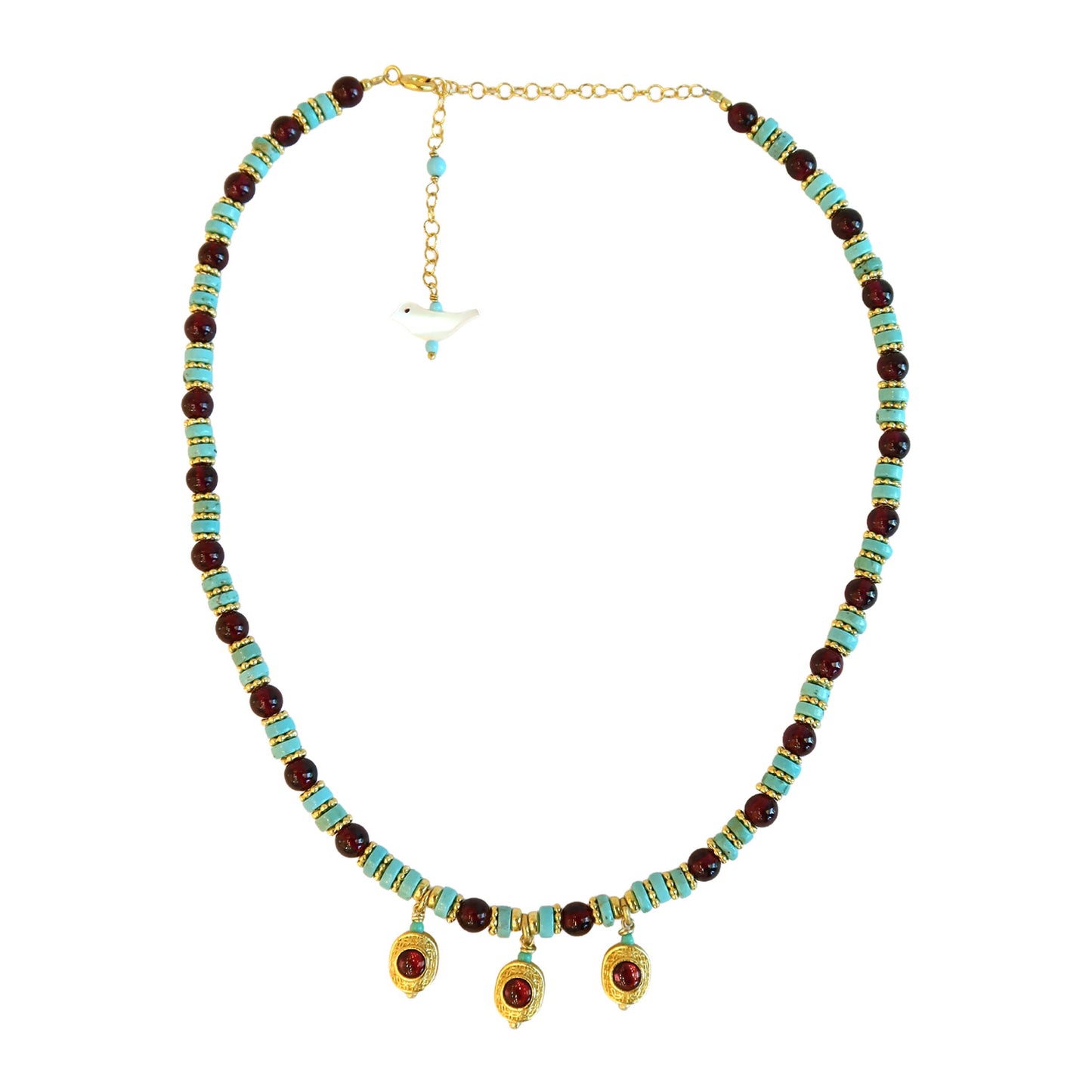 Necklace Turquoise Red jade   NS 2505