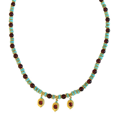 Necklace Turquoise Red jade   NS 2505