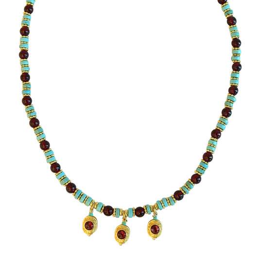 Necklace Turquoise Red jade   NS 2505