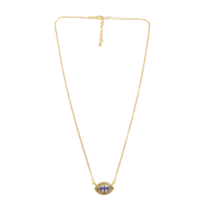 Amethyst eye pave diamond pendent necklace