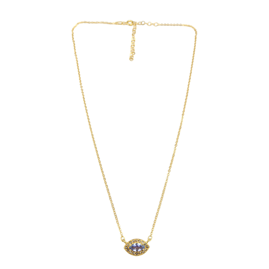 Amethyst eye pave diamond pendent necklace