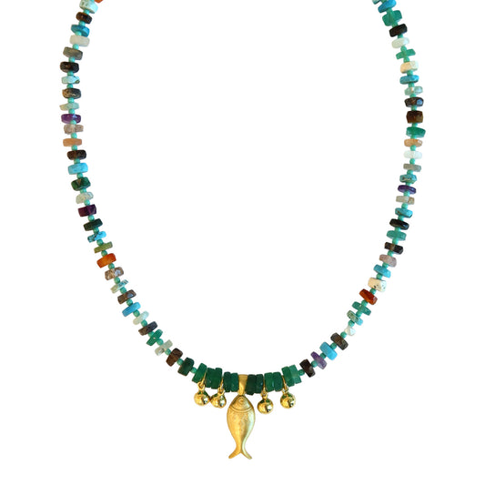 Necklace Multi stone Fish Pendent   NS 2503