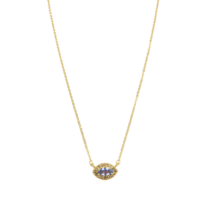 Amethyst eye pave diamond pendent necklace