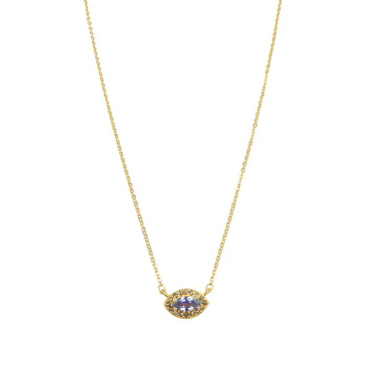 Amethyst eye pave diamond pendent necklace