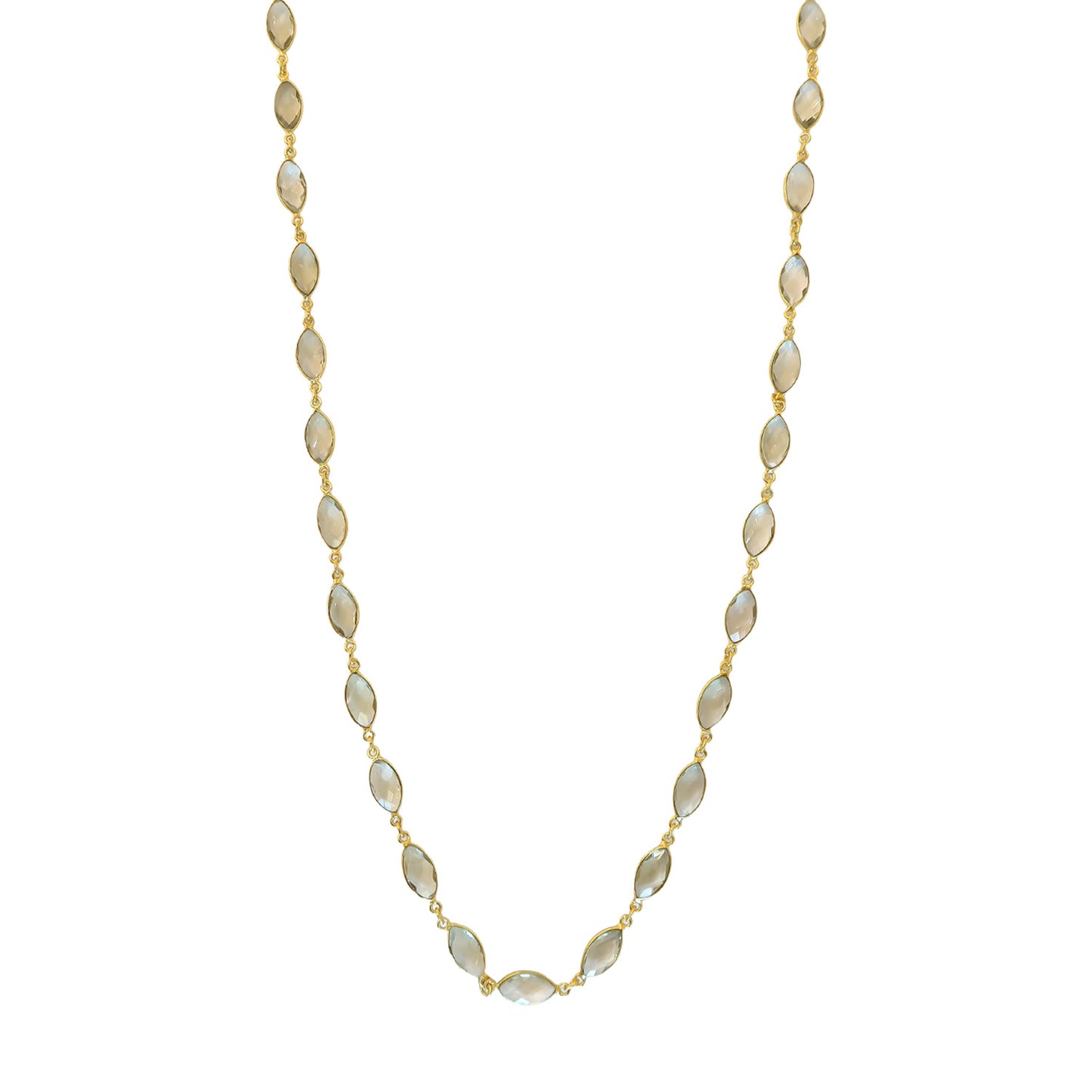 Necklace  Aquamarine oval   long NS 2537