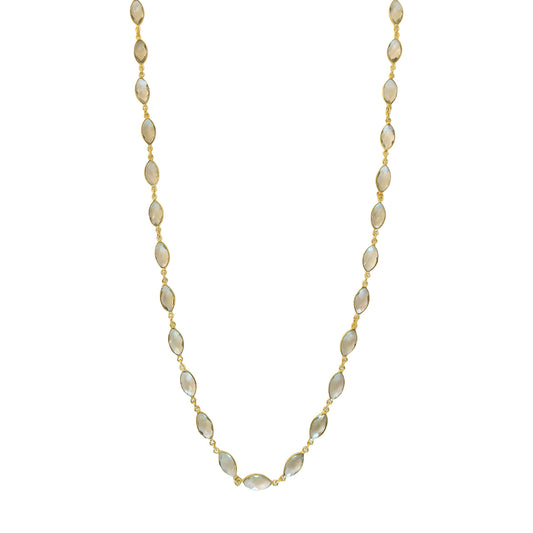 Necklace  Aquamarine oval   long NS 2537