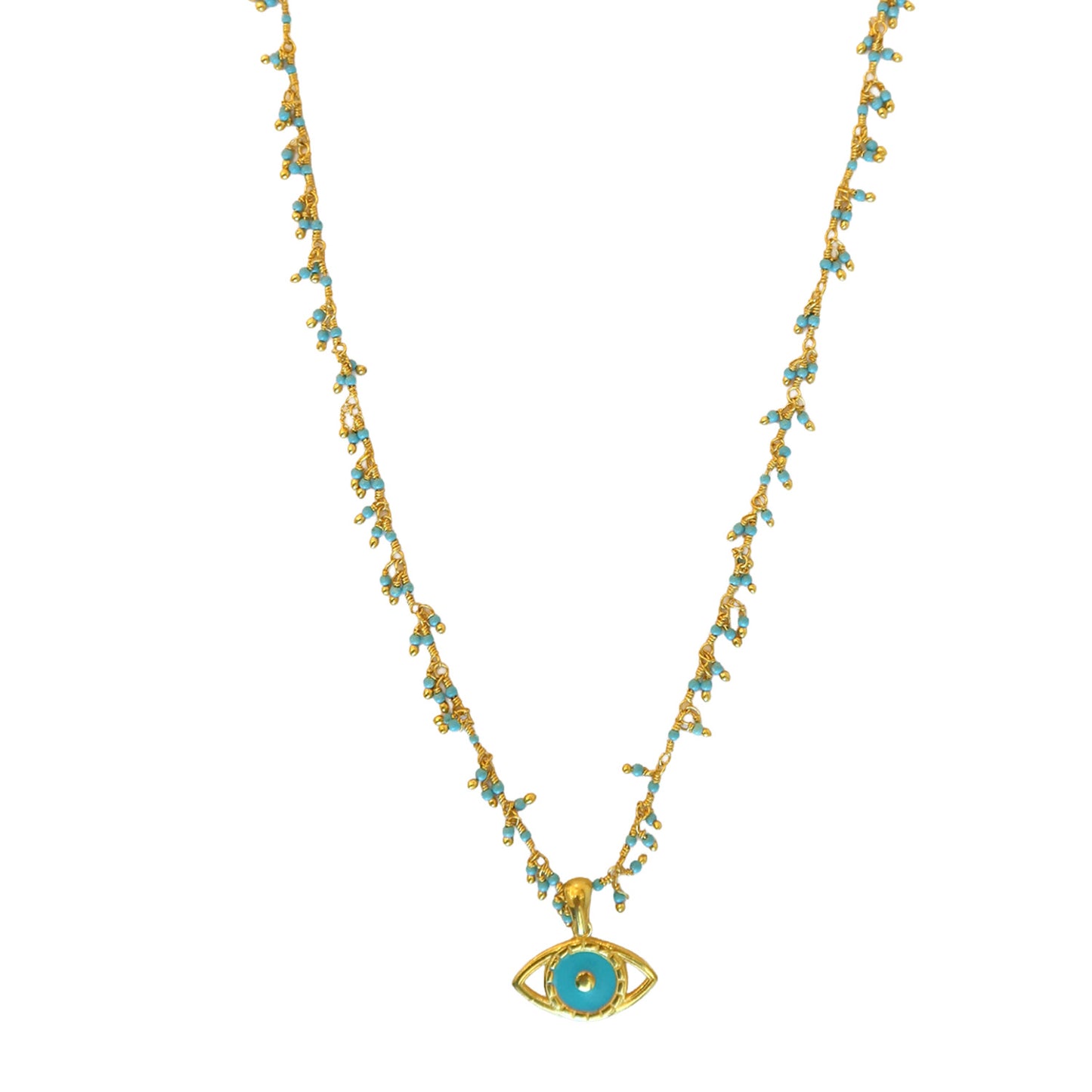 Necklace turquoise /enamel eye  pendent NS 2544