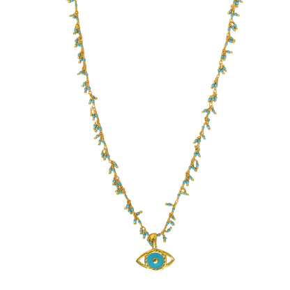 Necklace turquoise /enamel eye  pendent NS 2544