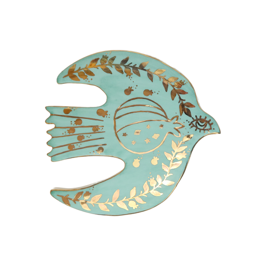 Mint Gold Leaf Bird Wall Decor