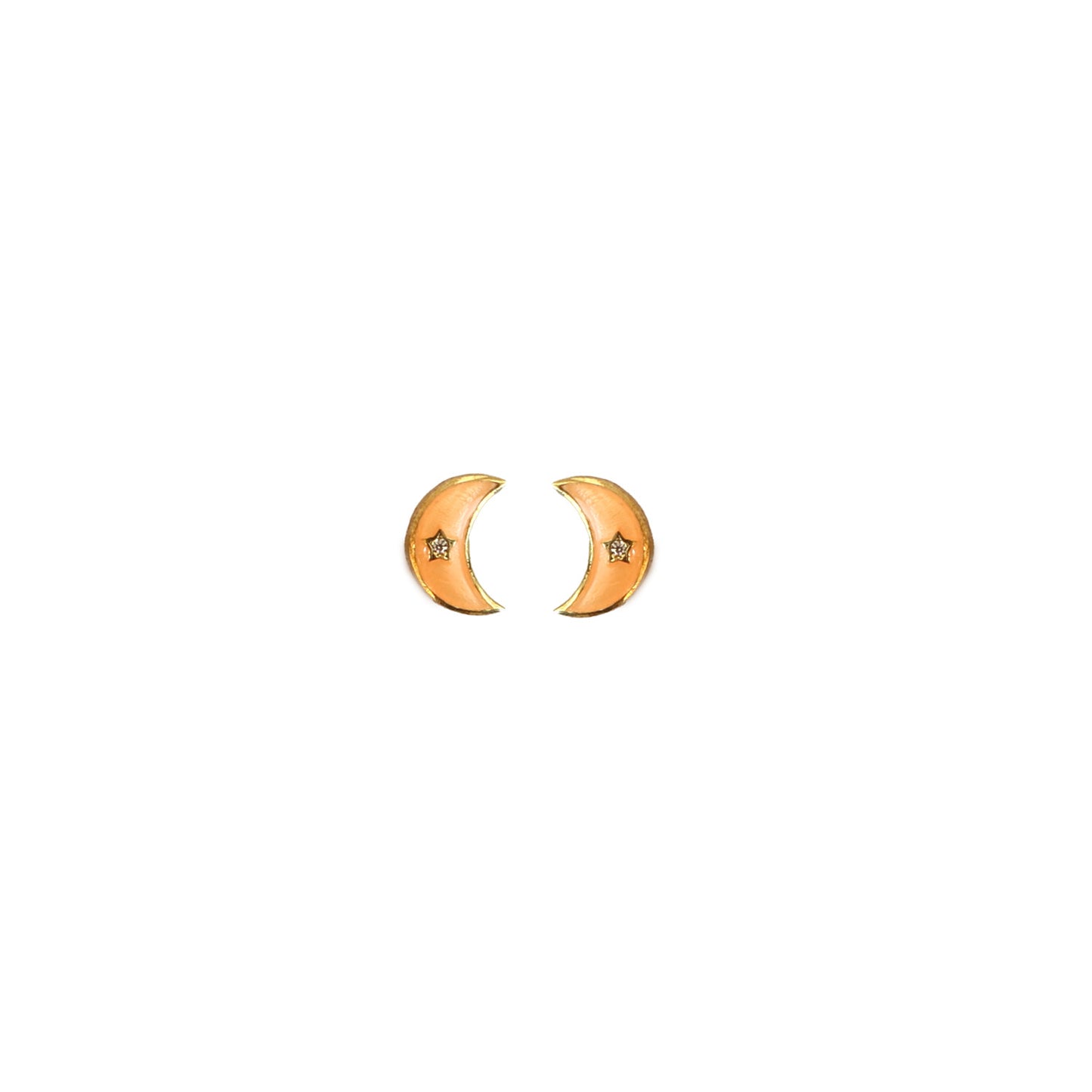 Multi Stone Enamel Studs Moon With Star