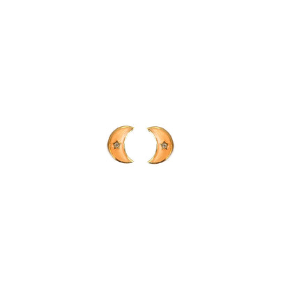 Multi Stone Enamel Studs Moon With Star