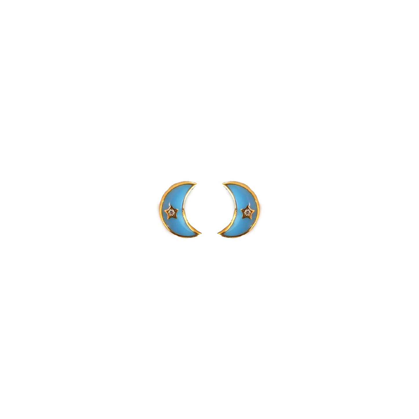 Multi Stone Enamel Studs Moon With Star
