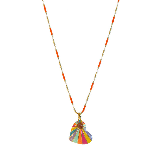 Necklace Rainbow heart  pendent  NS 2542