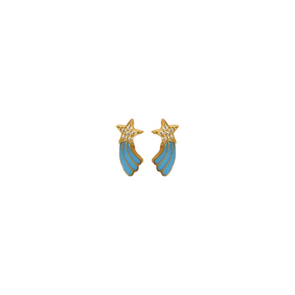 Multi Stone Enamel Studs Star Waves