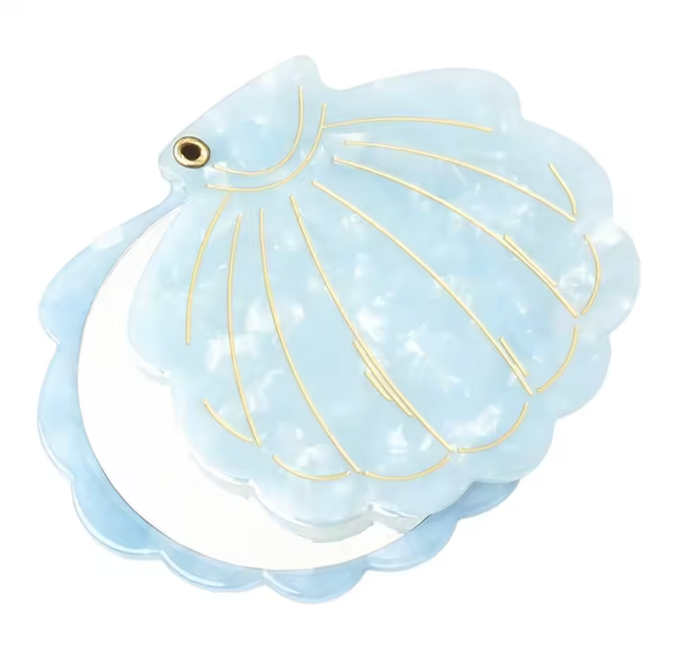 Shell folding hand mirror