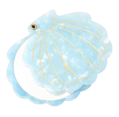 Shell folding hand mirror