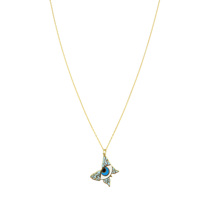 Butterfly Eye  Enamel Necklace
