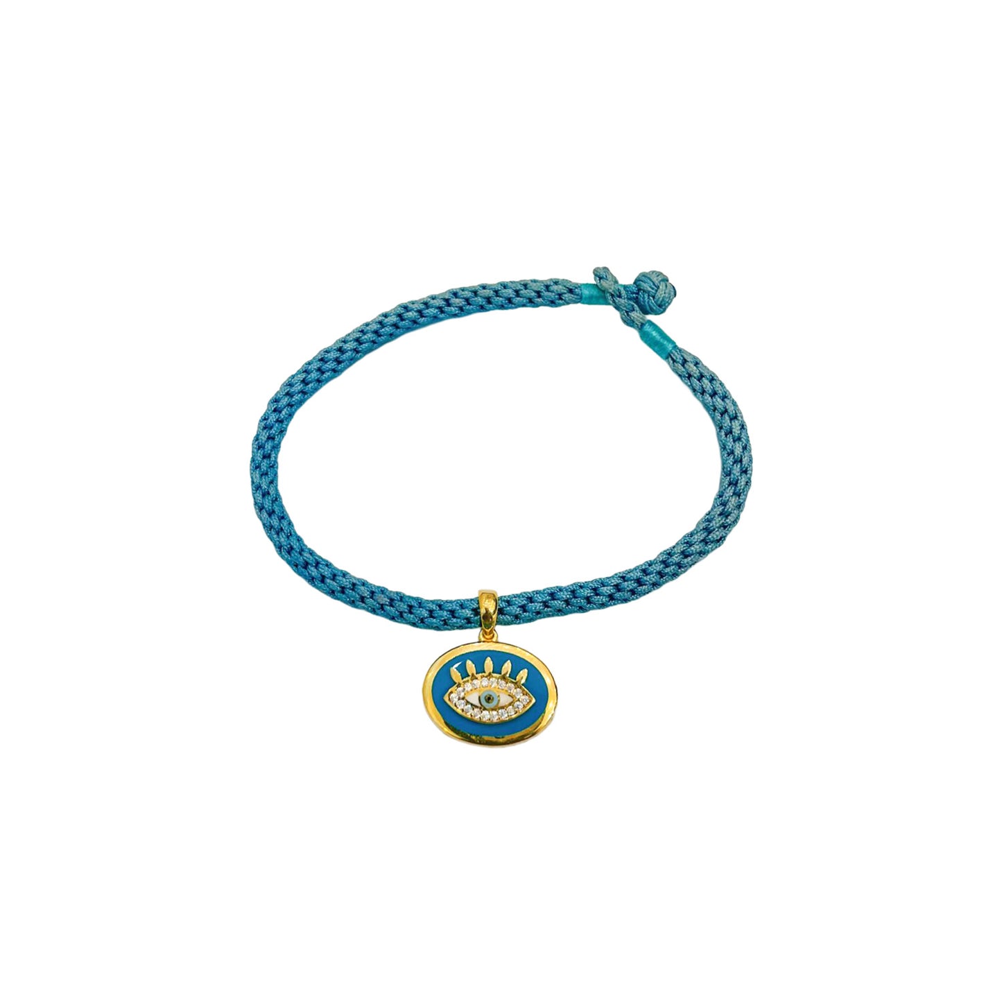Blue Enamel Eye cotton string   bracelet