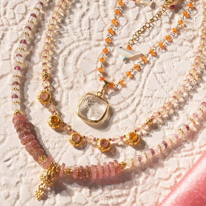 Citrine | Pink Sapphire | Pink Tourmaline Necklace NS 2510