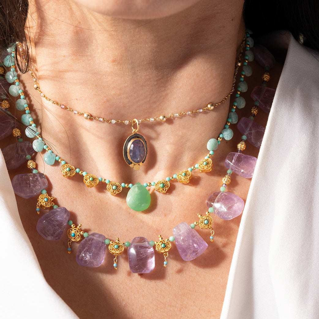 Amazonite | Turquoise | Chalcedony Necklace  NS 2512