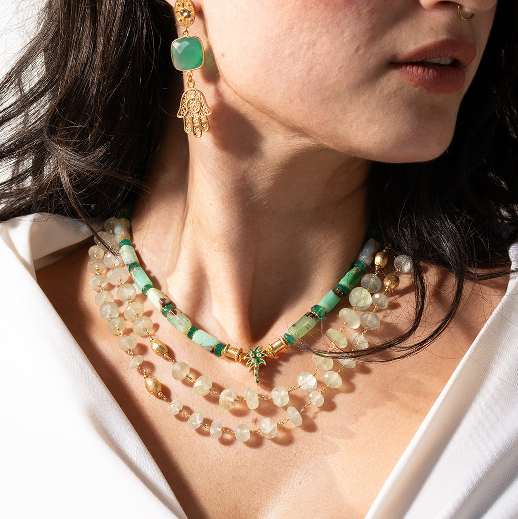 Chrysoprase | Green Enamel Palm Tree Necklace NS 2500
