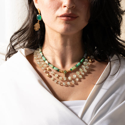 Chrysoprase | Green Enamel Palm Tree Necklace NS 2500