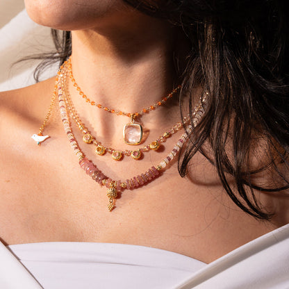 Citrine | Pink Sapphire | Pink Tourmaline Necklace NS 2510