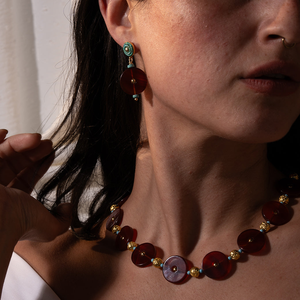 Carnelian Agate | Turquoise Earrings  ER 2521