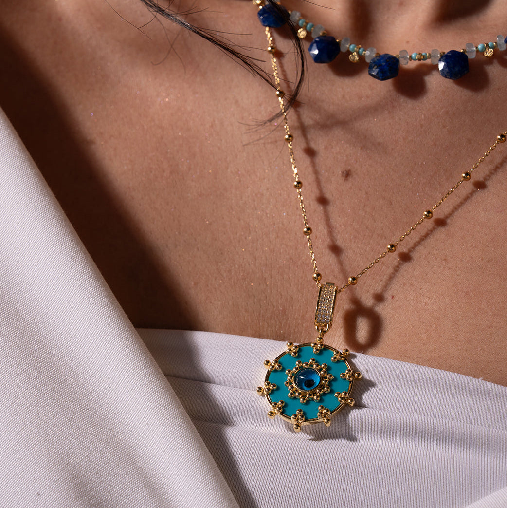 Blue Enamel | Eye Glass Pendant NS 2545