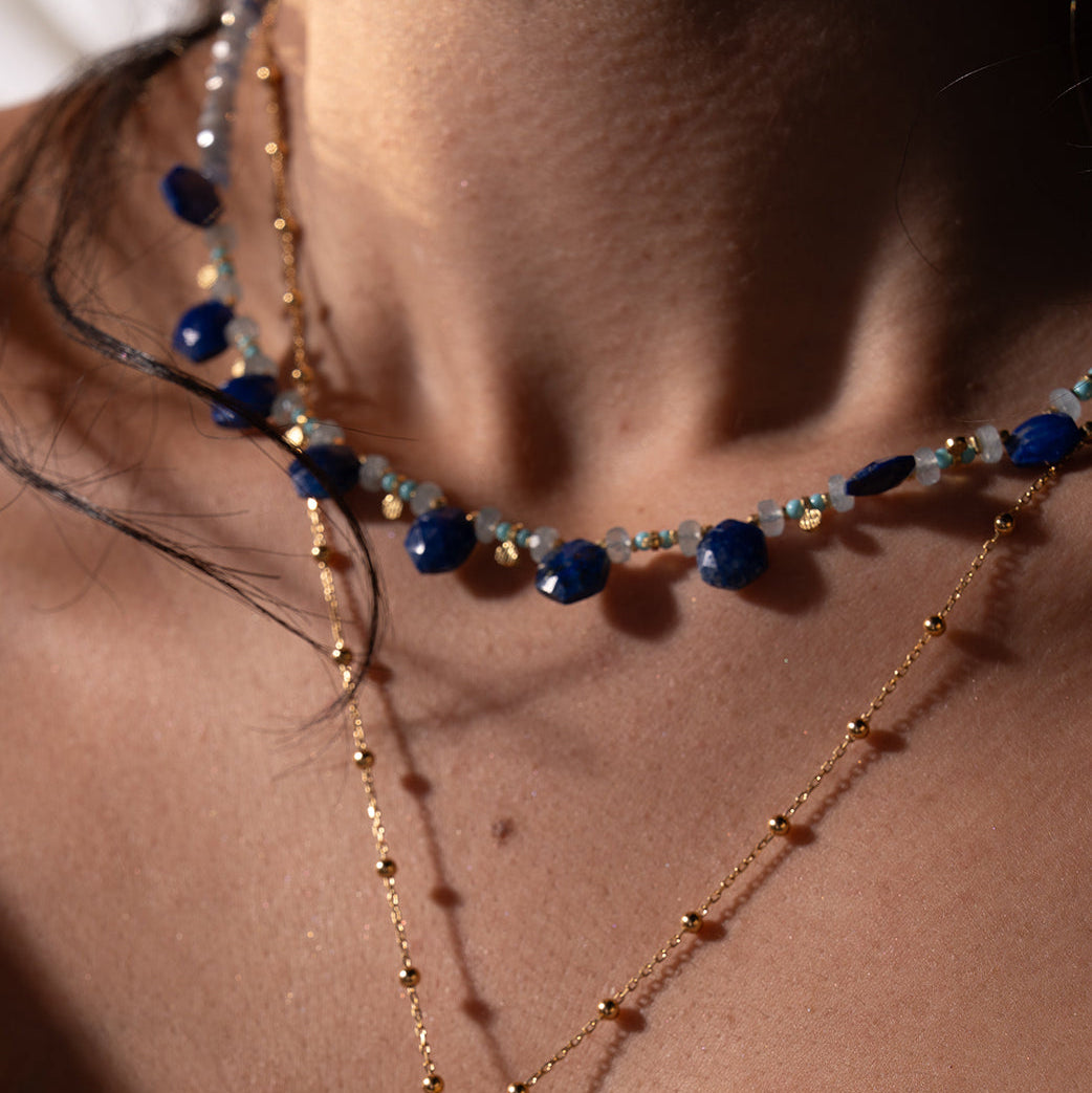 Lapis Lazuli | Blue Sapphire | Chalcedony Necklace NS 2509