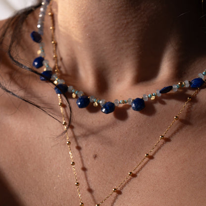 Lapis Lazuli | Blue Sapphire | Chalcedony Necklace NS 2509