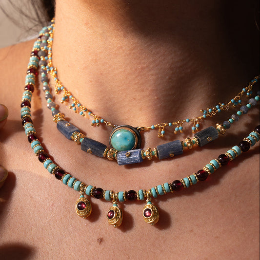 Necklace Turquoise Red jade   NS 2505