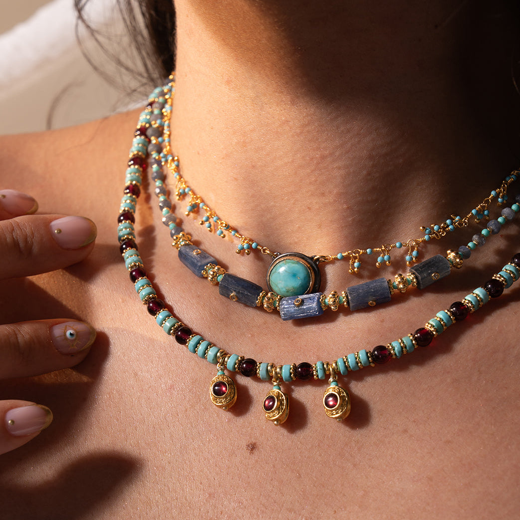 Turquoise Cluster Bead Necklace  NS 2506