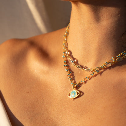 Aquamarine Faceted Long Necklace NS 2537