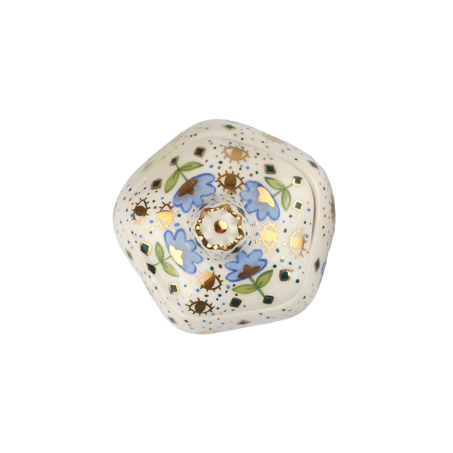 Ceramic pome  with lid flower motif