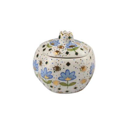 Ceramic pome  with lid flower motif