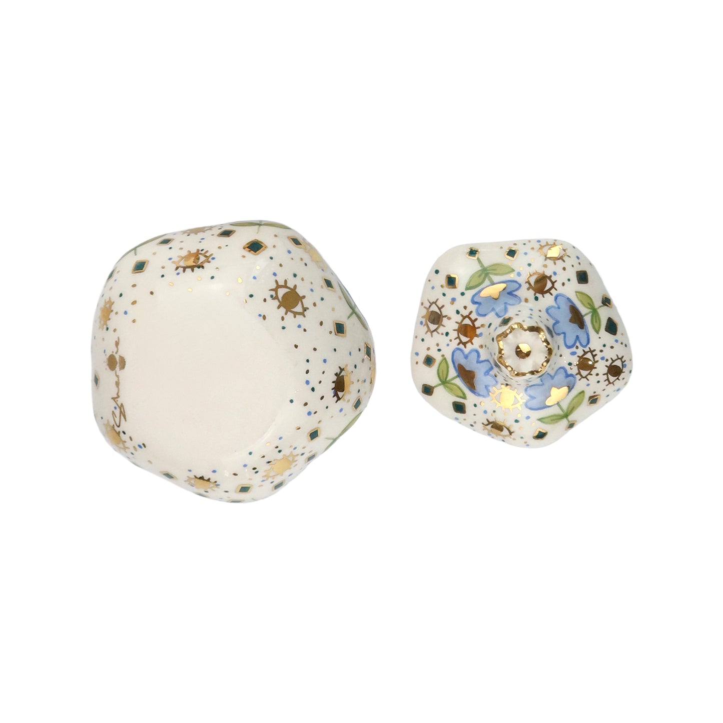 Ceramic pome  with lid flower motif