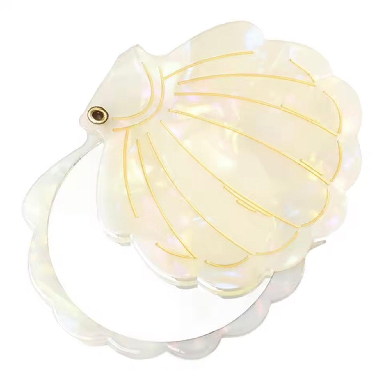 Shell folding hand mirror