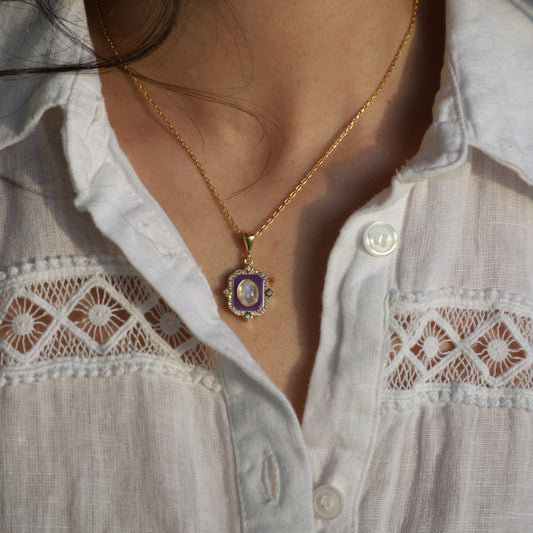 Necklace moon stone  Enamel  NS 2490