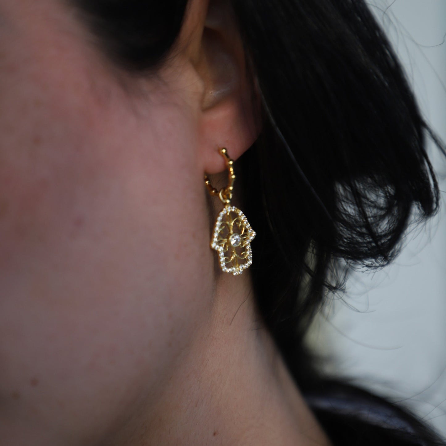 Earring Hoops Khamsa crystal