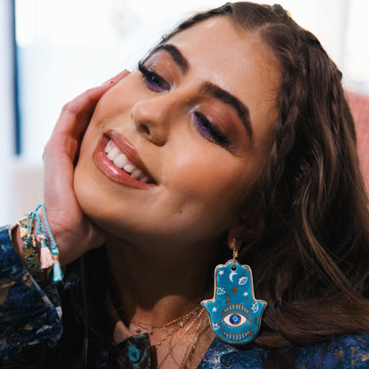 Ceramic Khamsa earring Sherie Boutik