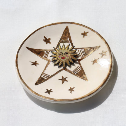 Brooch smiley sun bullion wire