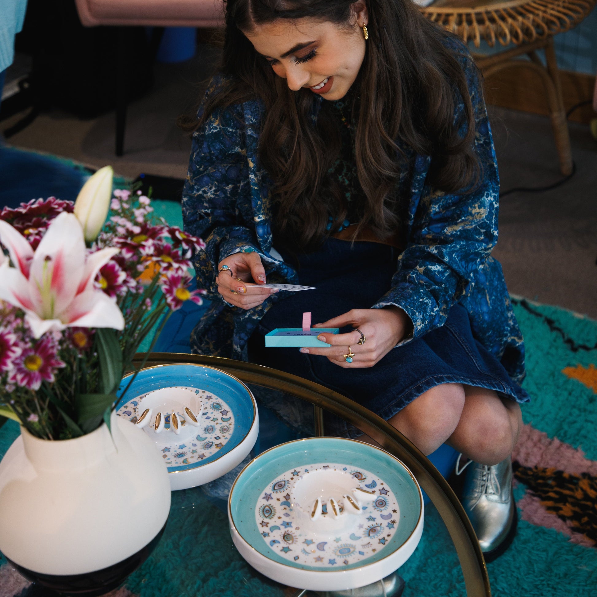 Purple Plate  4 white 3d bird Sherie Boutik